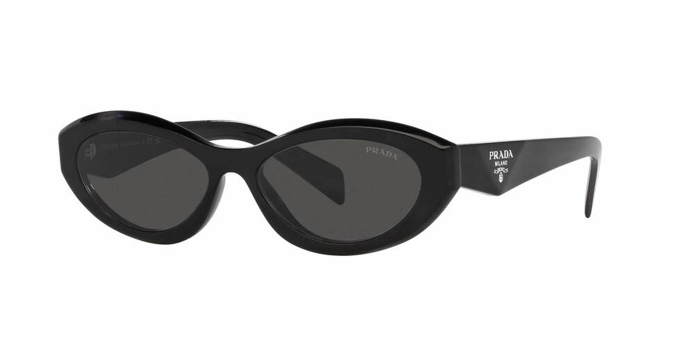 NEW PRADA women's 26zs symbole oval sunglasses in black - dark grey